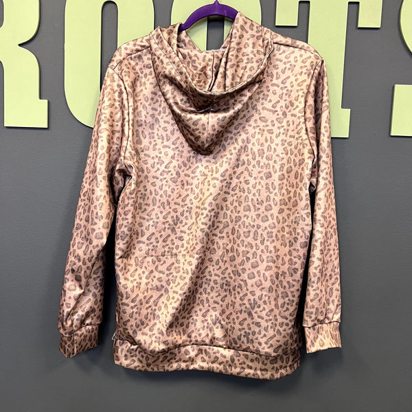 Women's Bronze Metallic Leopard Print Hoodie Size Medium
