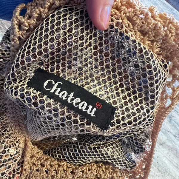Chateau Gold Shimmer Crochet Hobo Shoulder Bag