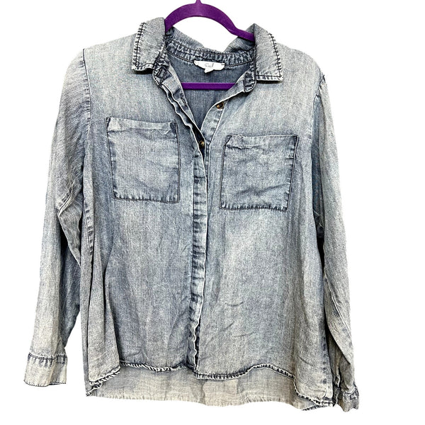 Easel Denim Button Down Top Size Small