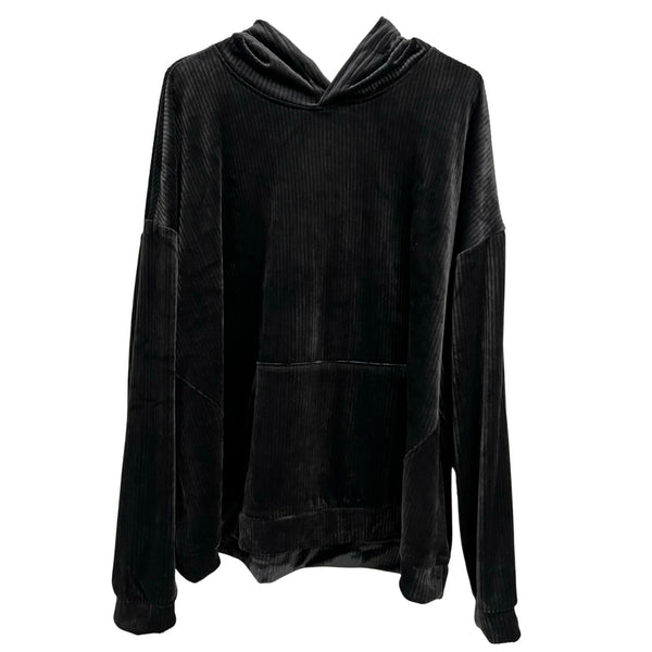Time and Tru Black Velvet Ribbed Hoodie Size 3XL