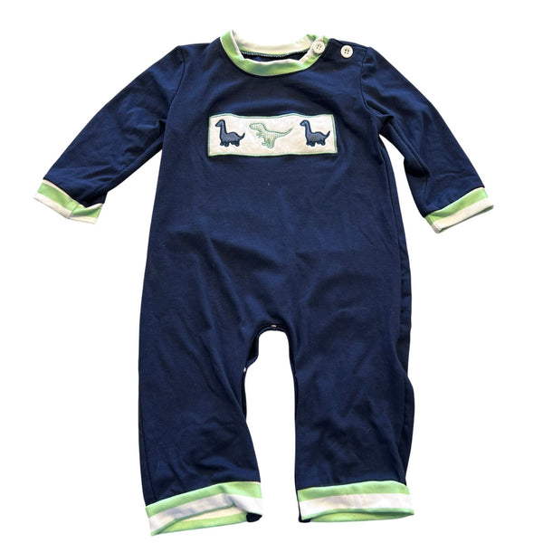 Honey Bean Boys Navy Blue + Lime Dinosaur One Piece 18 Mo