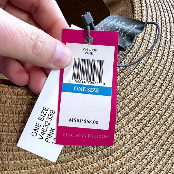 NWT Vince Camuto Straw Beach Hat with Scarf
