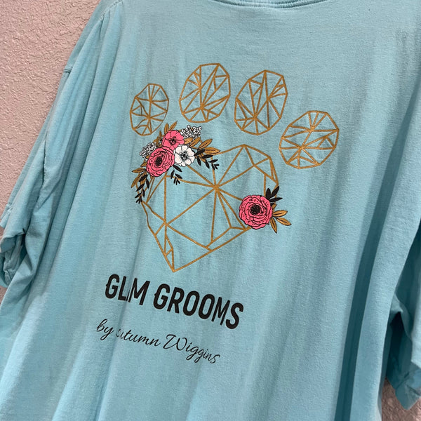Glam Grooms Comfort Colors Island Blue Graphic Tee XL