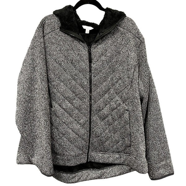 NWT Time and Tru Sherpa Lined Black Quilted Full Zip Jacket Size 3XL