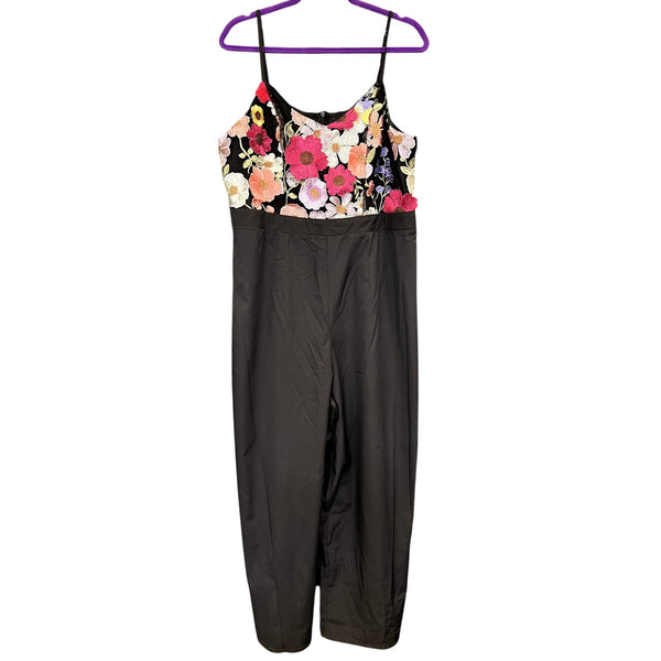 Women's Floral + Black Jumpsuit Size 1XL