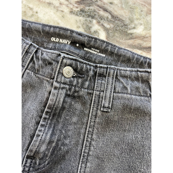 Old Navy Mid-Rise Boyfriend Loose Fit Charcoal Jeans Size 0