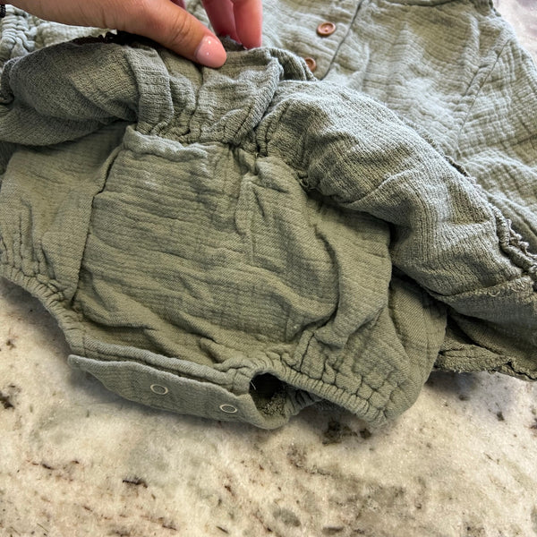 Sage Green Long Sleeve Ruffle Romper 0-3 Mo