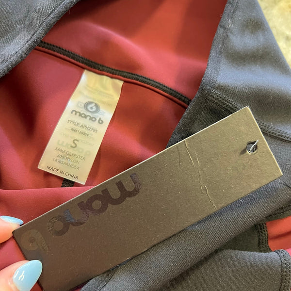 NWT Mono B Black + Maroon Contrast Leggings Size Small