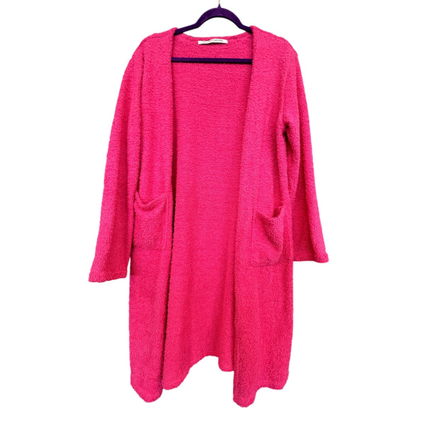 Women's Pink Plush Open Front Cardigan Size Small/Med