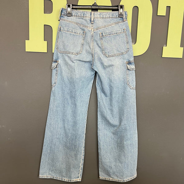 Old Navy High Rise Baggy Wide Leg Cargo Jeans Youth 16