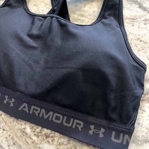 Under Armour Women's Black Mid Crossback Sports Bra Size Large