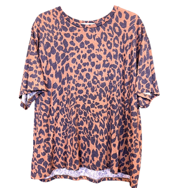 Women's Boutique Leopard Print Relaxed Fit Top 1XL