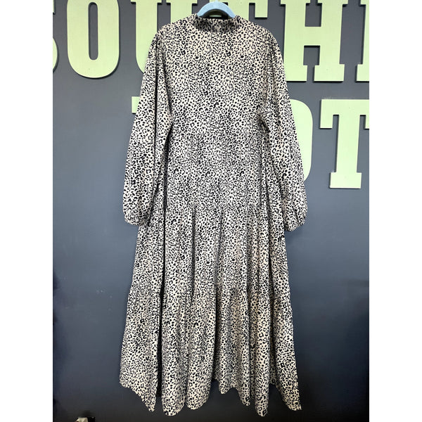 Women's Leopard Long Sleeve Maxi Dress Plus Size 3XL