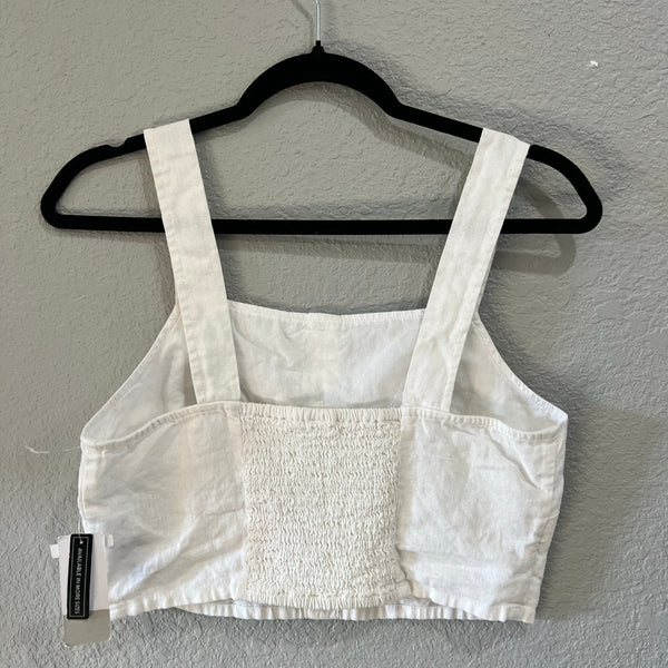 NWT BP. White Front Button Linen Cropped Tank Medium