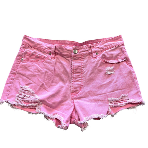 Peach Love Pink Denim Cutoff Shorts Size Large