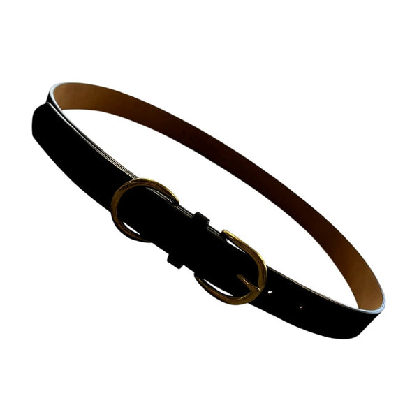 Women's Double Buckle Black Belt Size XL