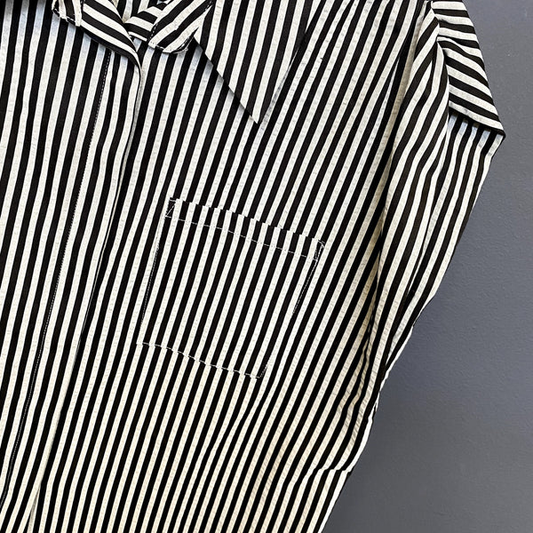 ASTR The Label Striped Button Down Cap Sleeve Blouse Large