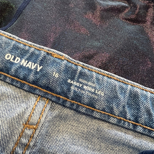 Old Navy High Rise Baggy Wide Leg Cargo Jeans Youth 16