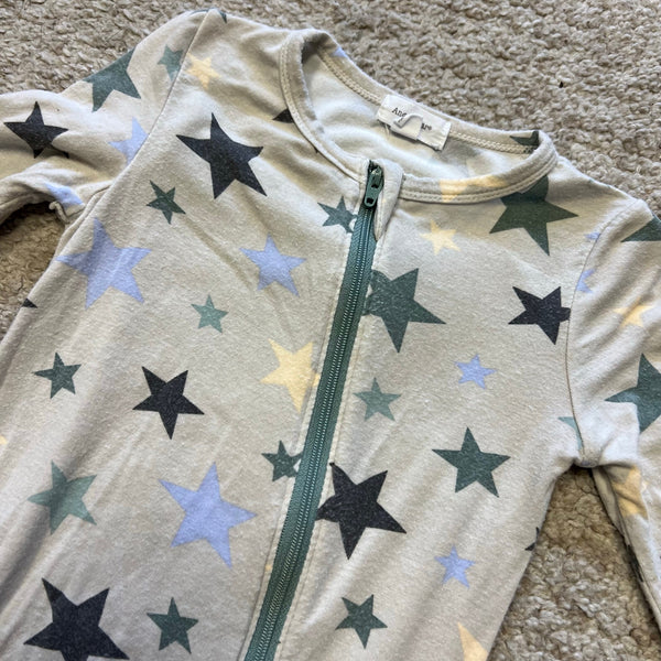 Angel Dear Sage + Teal Star Bamboo Convertible Footie 18-24 Mo
