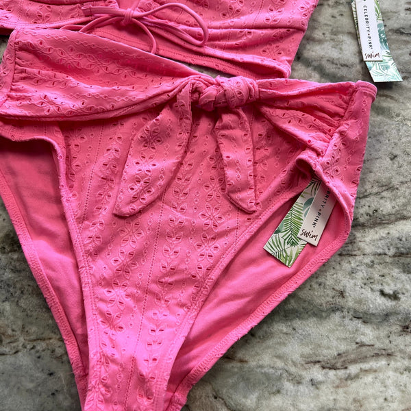 NWT Celebrity Pink Eyelet Bikini Size Med/Large