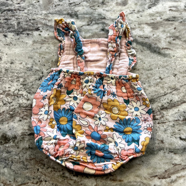 Angel Dear Gauze Floral Bohemian Romper Size 0-3 Mo.