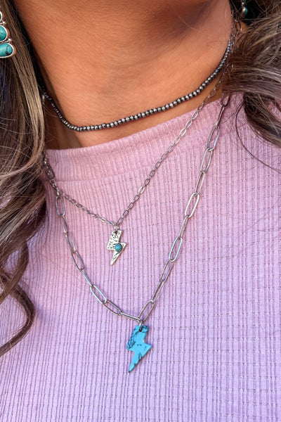 Turquoise Lightning Triple Layer Stack Necklace