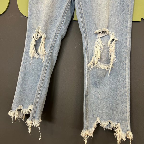 Chelsea & Violet Straight Leg Cropped Distressed Jeans Size Youth 12