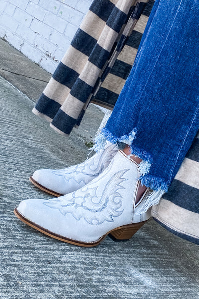 The Toni White Western Booties