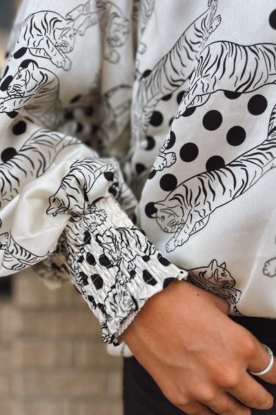 Wild Side Satin V-Neck Blouse