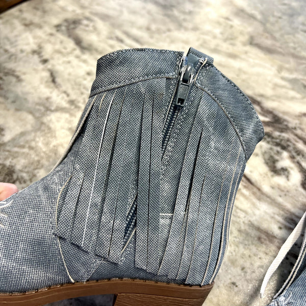 Pawz Denim Fringe Cowgirl Boots Size Youth 12