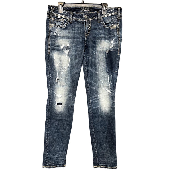 Silver Jeans Aiko Super Stretch Mid Rise Skinny Jeans Size 32