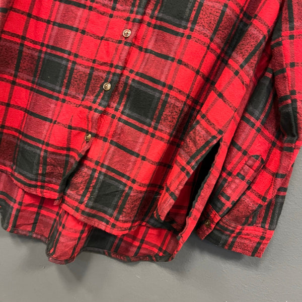 Hippie Rose Red + Black Button Down Flannel Medium