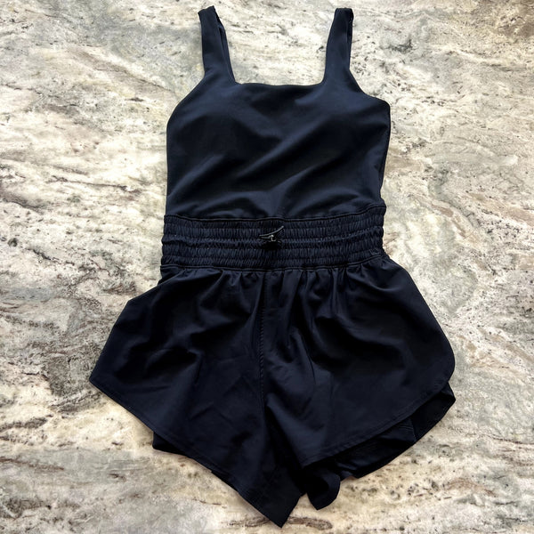 Yogalicious Lux Black Stevie Hybrid Active Short Romper Women's Size XS