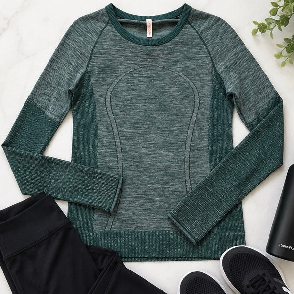 Lululemon Swiftly Tech Green Long Sleeve Top Size 10