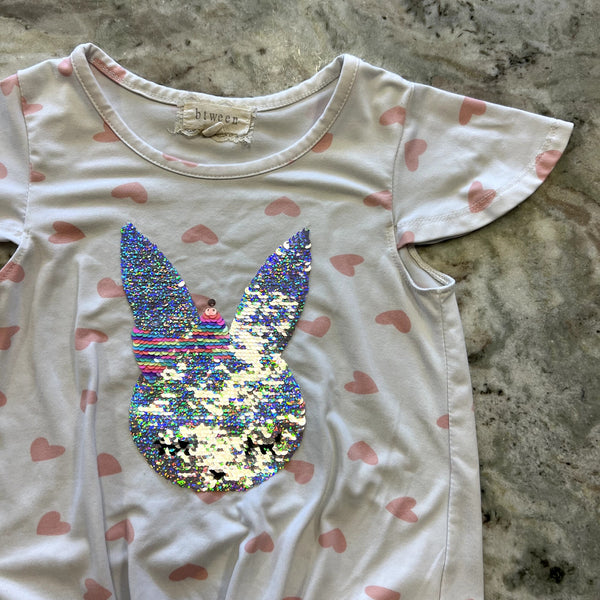 Btween Heart + Sequin Bunny Top Size 6