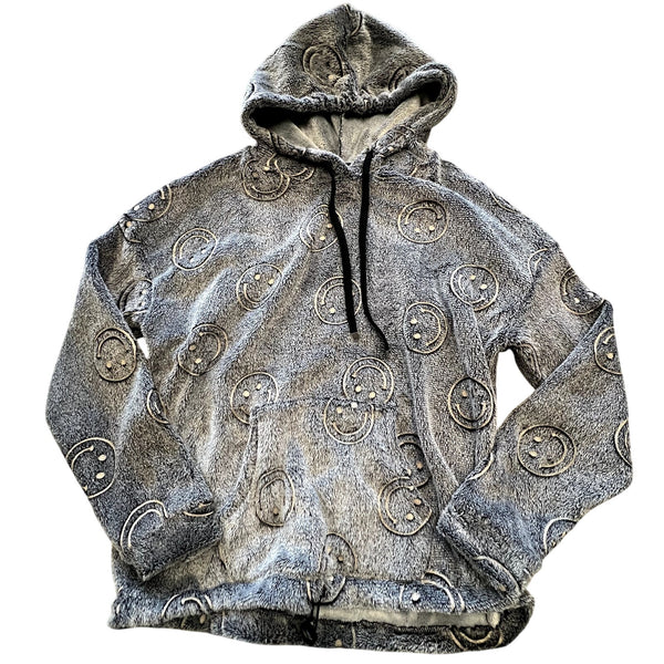 No Boundaries Smile Sherpa Hooded Pullover Size Medium
