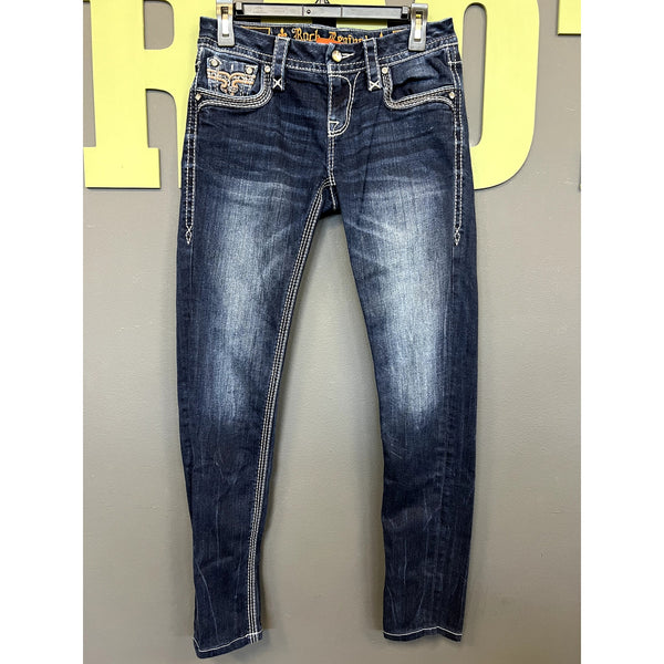 Rock Revival Dark Wash Axteen Skinny Jeans Size 27