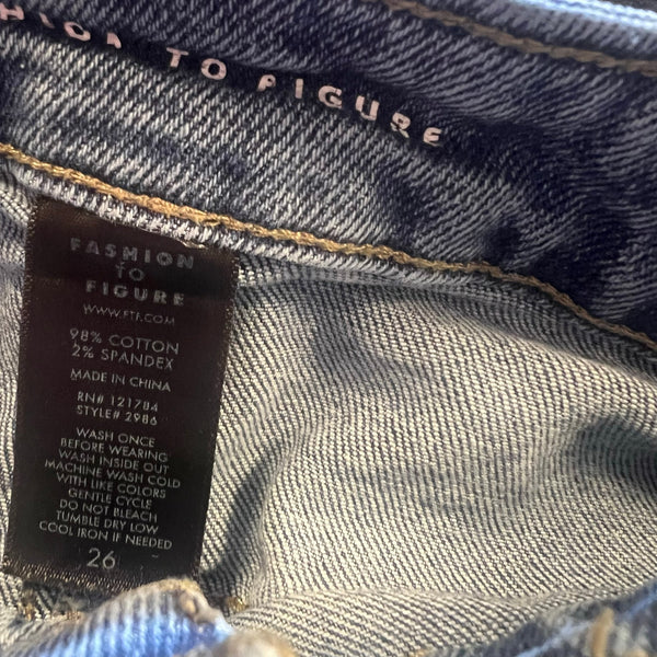 Fashion to Figure Side Slit Distressed Jeans Plus Size 26