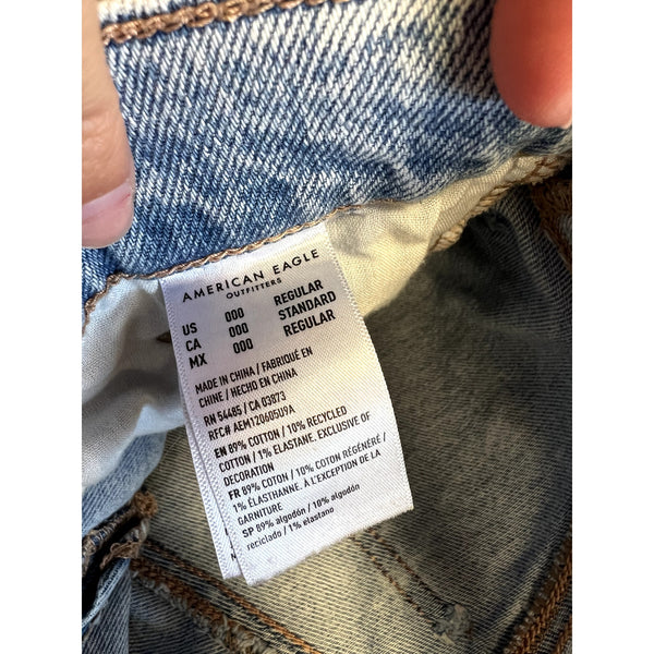 American Eagle Super High Rise Ankle Straight Light Wash Jeans Size 000