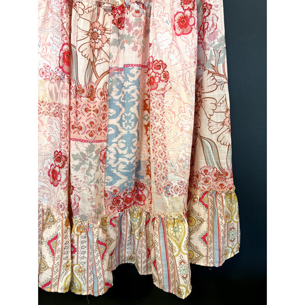 Davi & Dani Boutique Light Blush Floral Tiered Midi Dress Size Medium