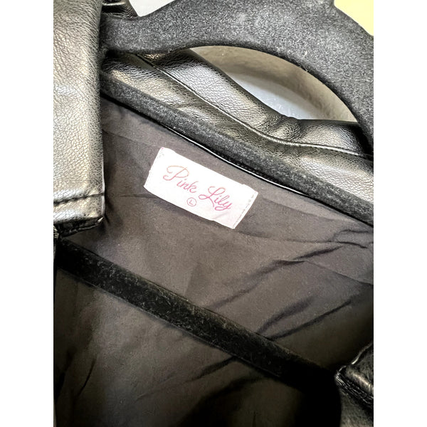 Pink Lily Black Vegan Leather Mini Dress Size Large