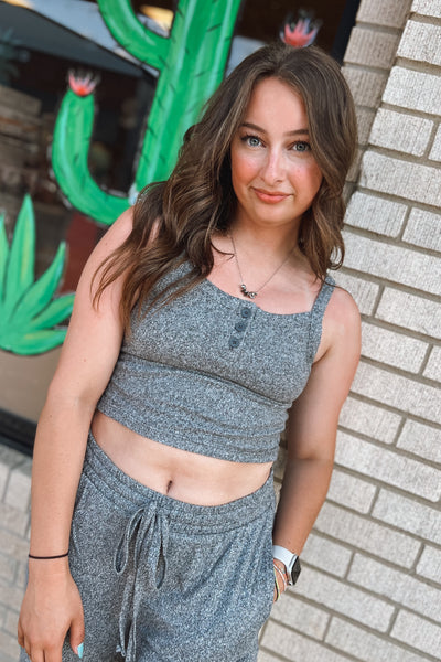 Brushed Charcoal Henley Tank