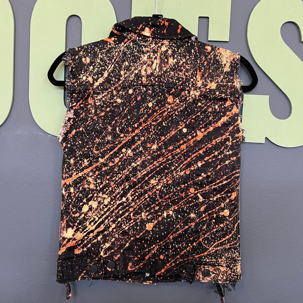 Levi's One of a Kind Bleached + Distressed Black Grunge Vest XS