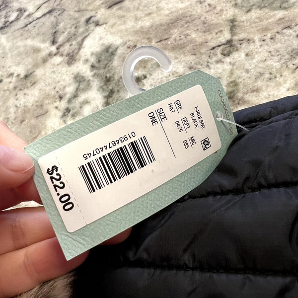 NWT Class Club Black Quilted Nylon Trapper Hat