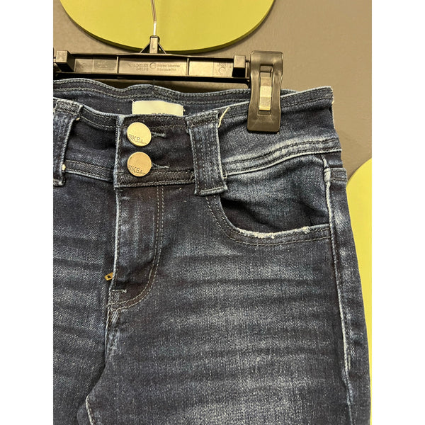 BKE Youth Dark Wash Raw Hem Flare Jeans Size 10