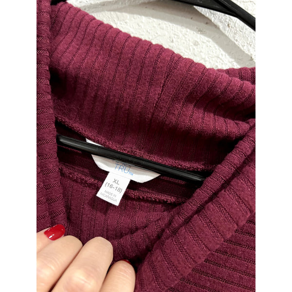 NWT Time and Tru Maroon Ribbed Turtleneck Tunic Sweater XL