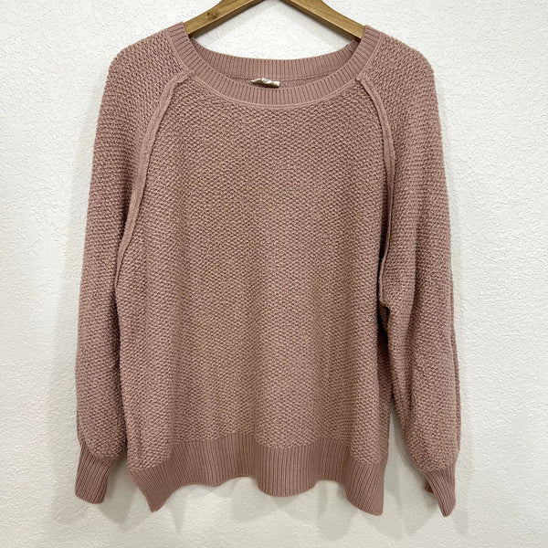 BiBi Mauve Tan Knit Sweater Size Large