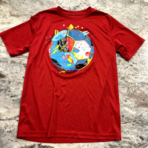 Athletic Works Red Moisture Wicking Soccer Tee Youth Large