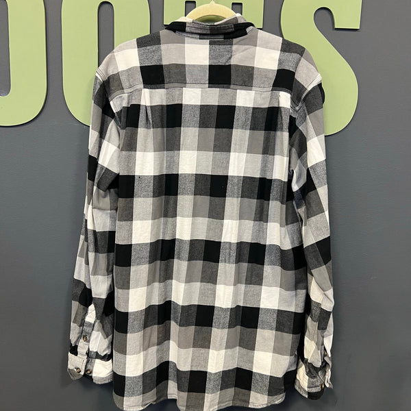 Carhartt Men's Relaxed Fit Black + White Plaid Flannel Large Tall