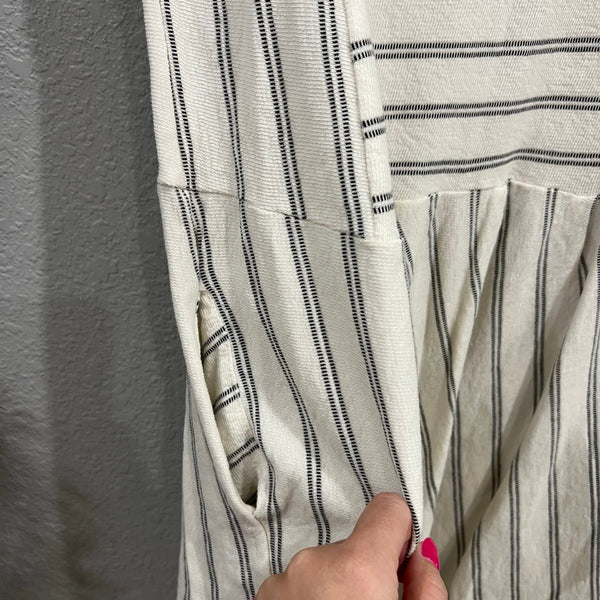 By Together Boutique Contrast Striped Linen Blend Ivory Sundress Medium